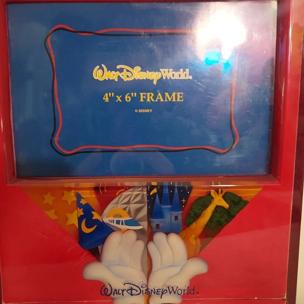 Walt Disney World Red Picture Frame 4 x 6 Four Parks with Mickey Hands